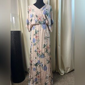 Final Touch Floral Maxi Dress in Cream and Blue